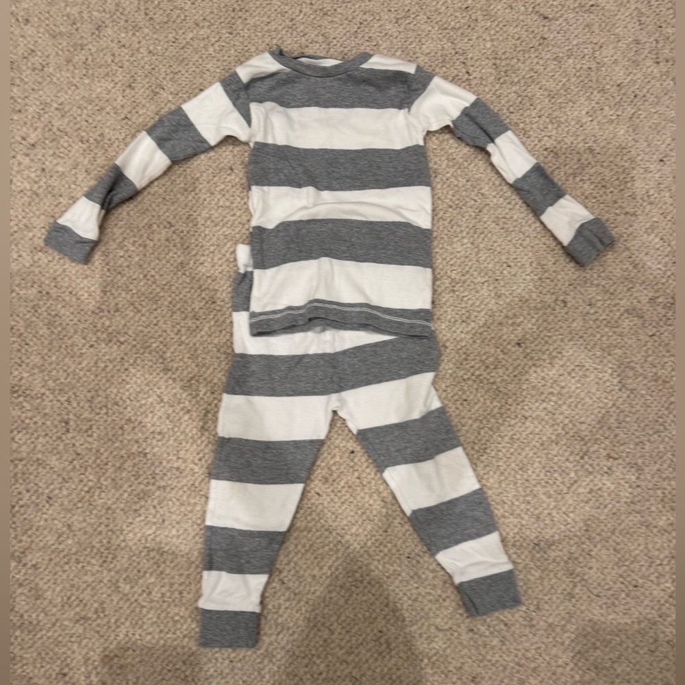 Burt's Bees Baby Gray and Cream Striped Pajama Set